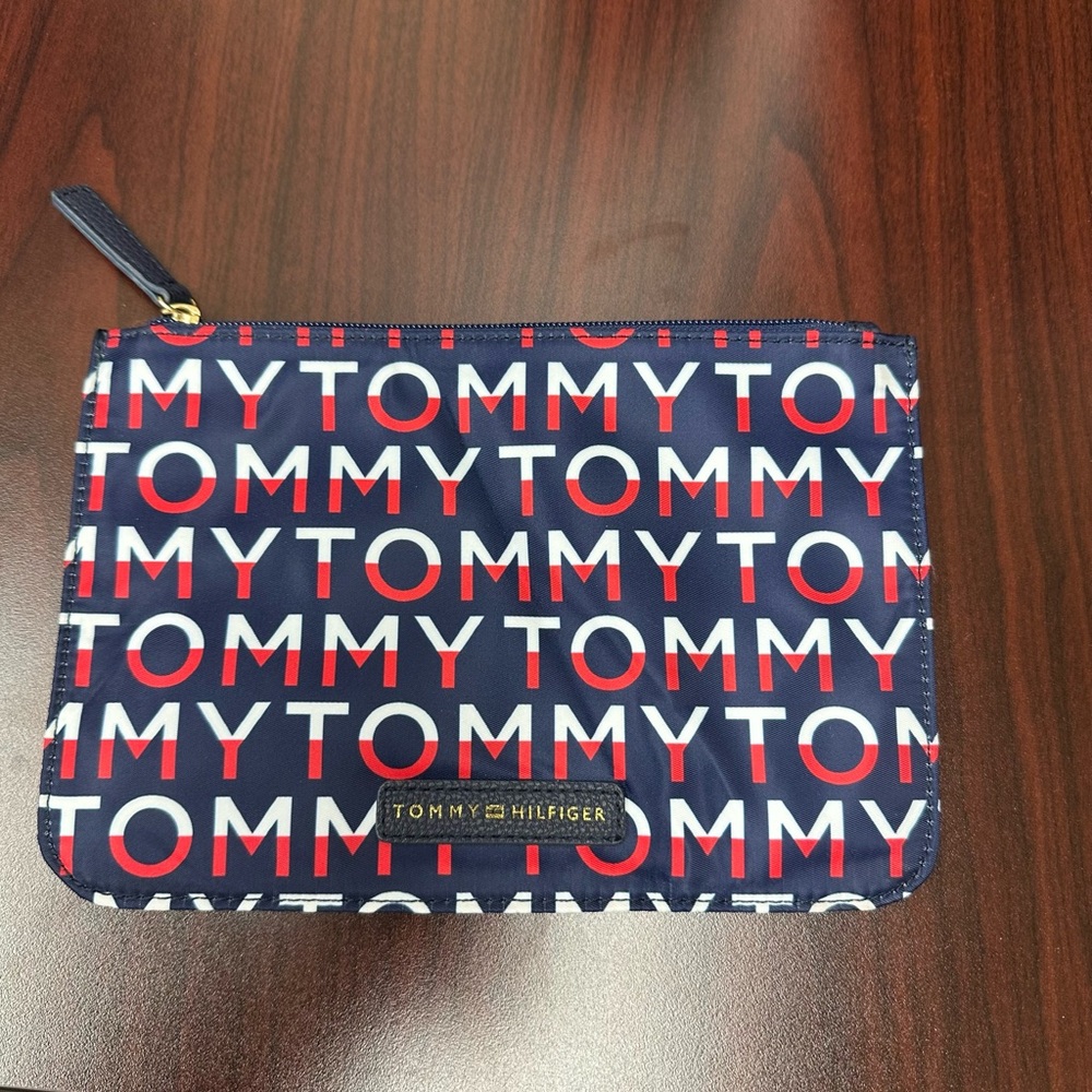 Tommy Hilfiger Blue and Red Logo Pouch